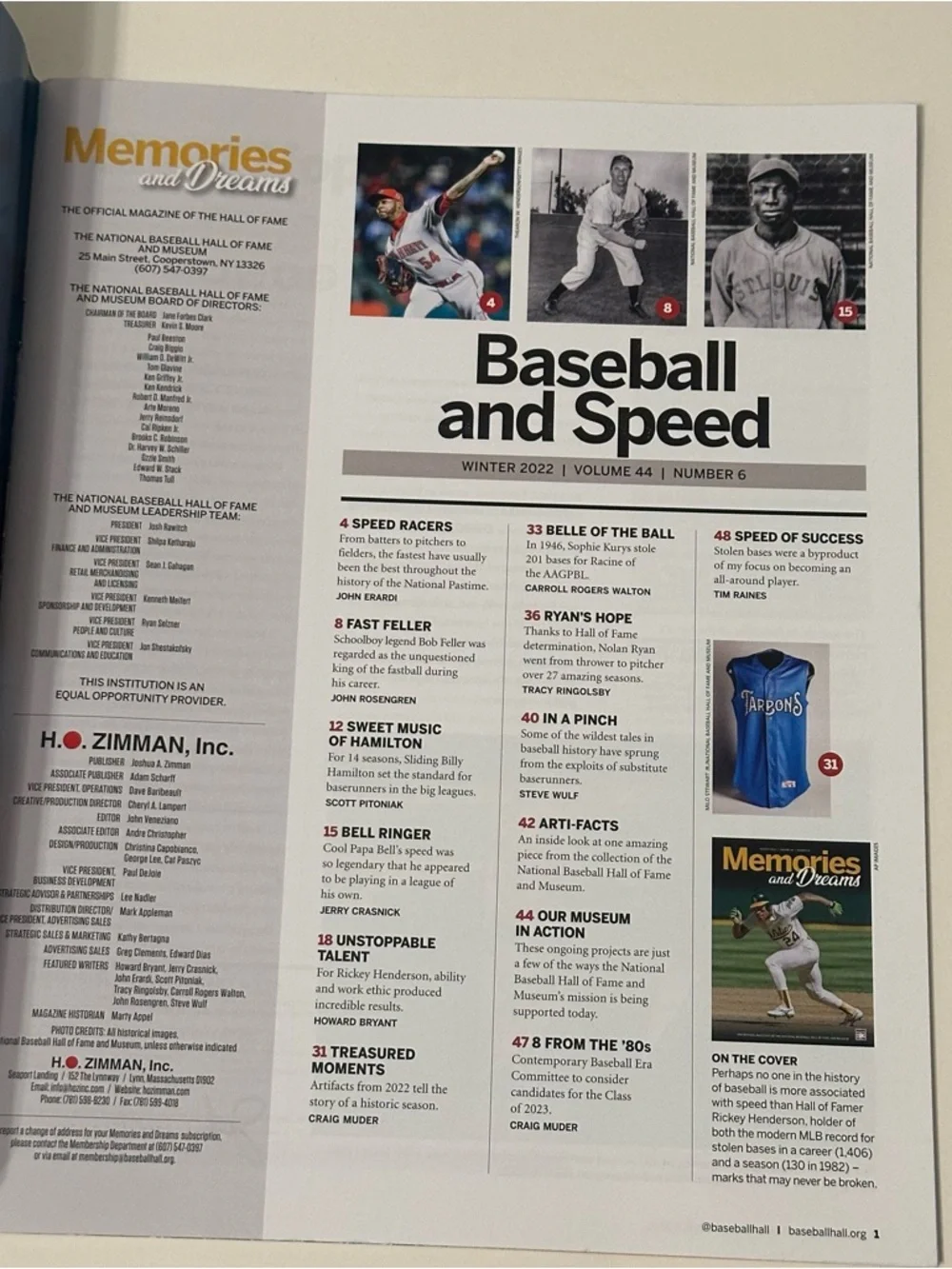 Baseball Hall of Fame Memories and Dreams Magazine 2022 Season Full Set Lot Of 5